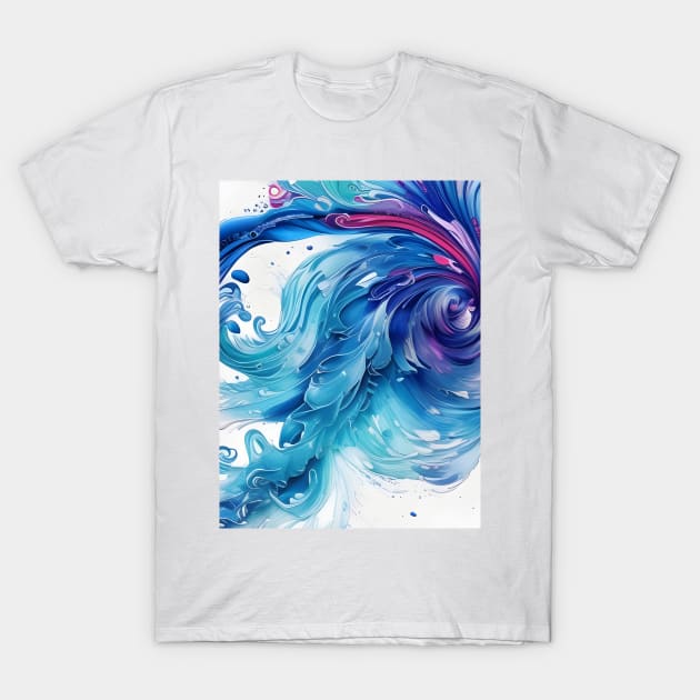 Beautiful Abstract Blue Tsunami T-Shirt by Chance Two Designs